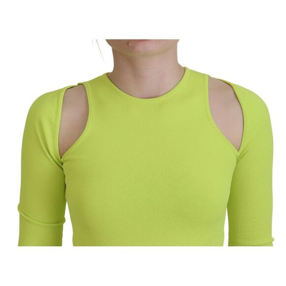 Dsquared² Yellow Green Viscose Open Shoulder Long Sleeves Women's Top - Picture 5 of 5